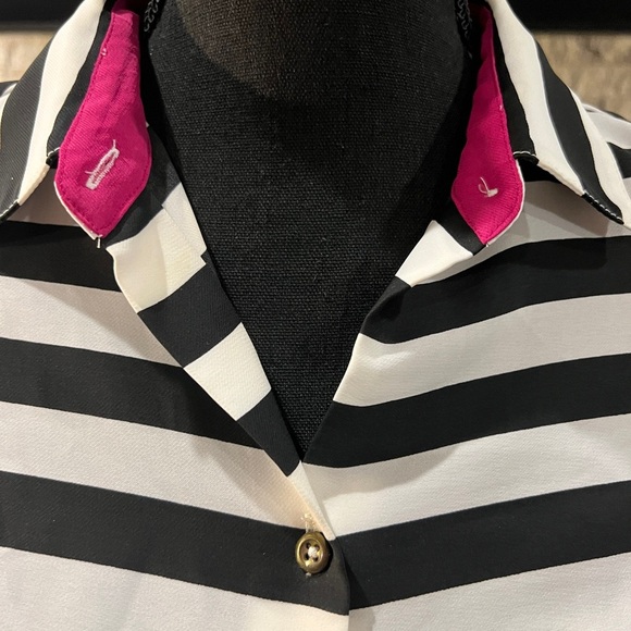 Banana Republic size Small Black/Beige stripes with pink accent - Picture 2 of 10